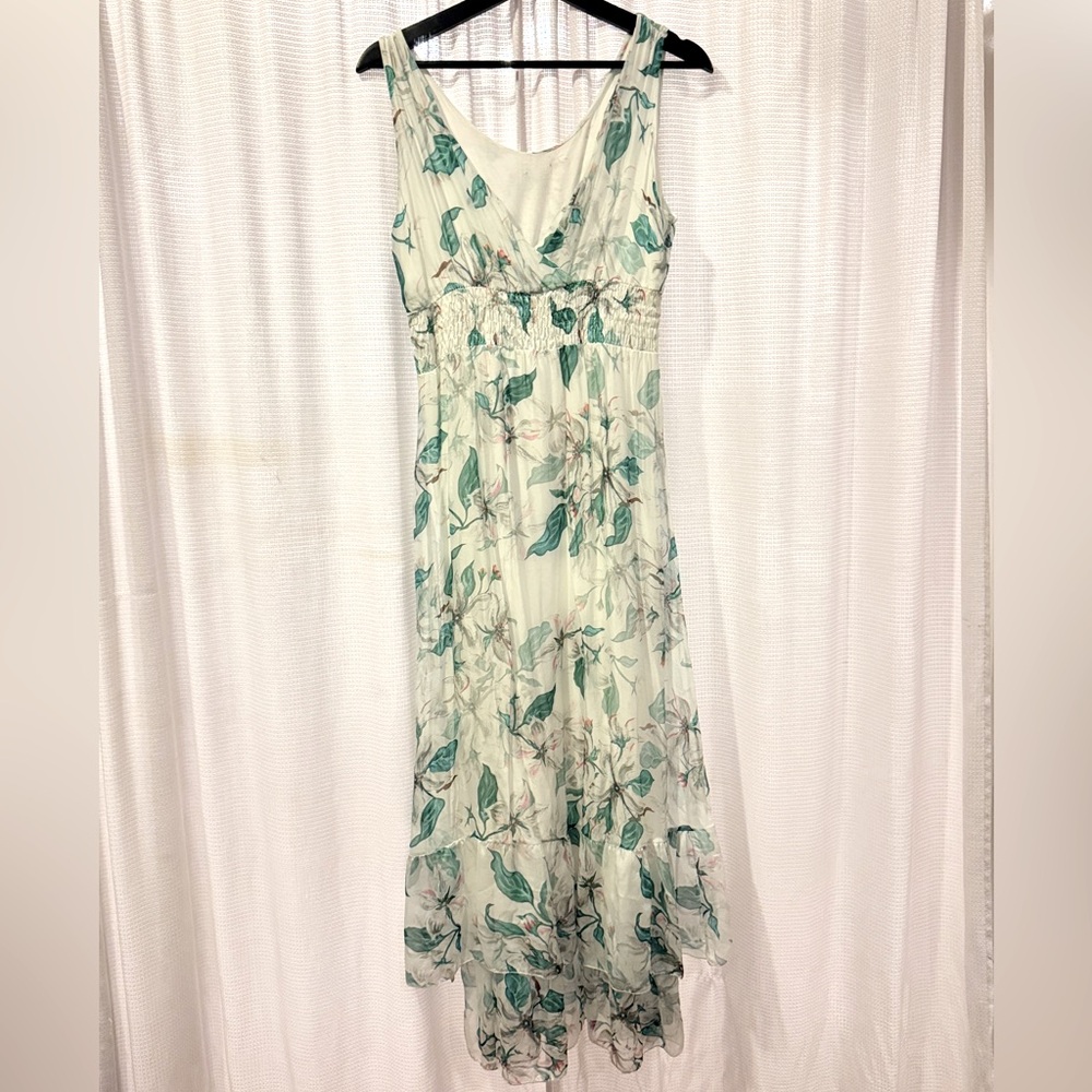 Genuine Italian Silk Resort wear dress Silk-Blend Dress Tiered Bottom